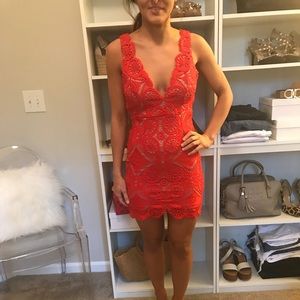 Red lace dress!